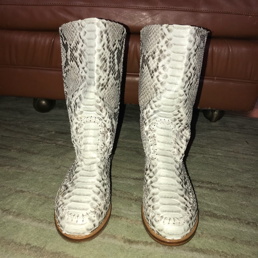 Python Leather High Boots - Picture 2 of 4